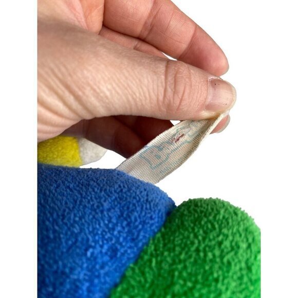 Vintage Clown Bear Plush Red Blue Yellow Green Terry Cloth Neck Ruffle Stuffed A - Picture 3 of 3